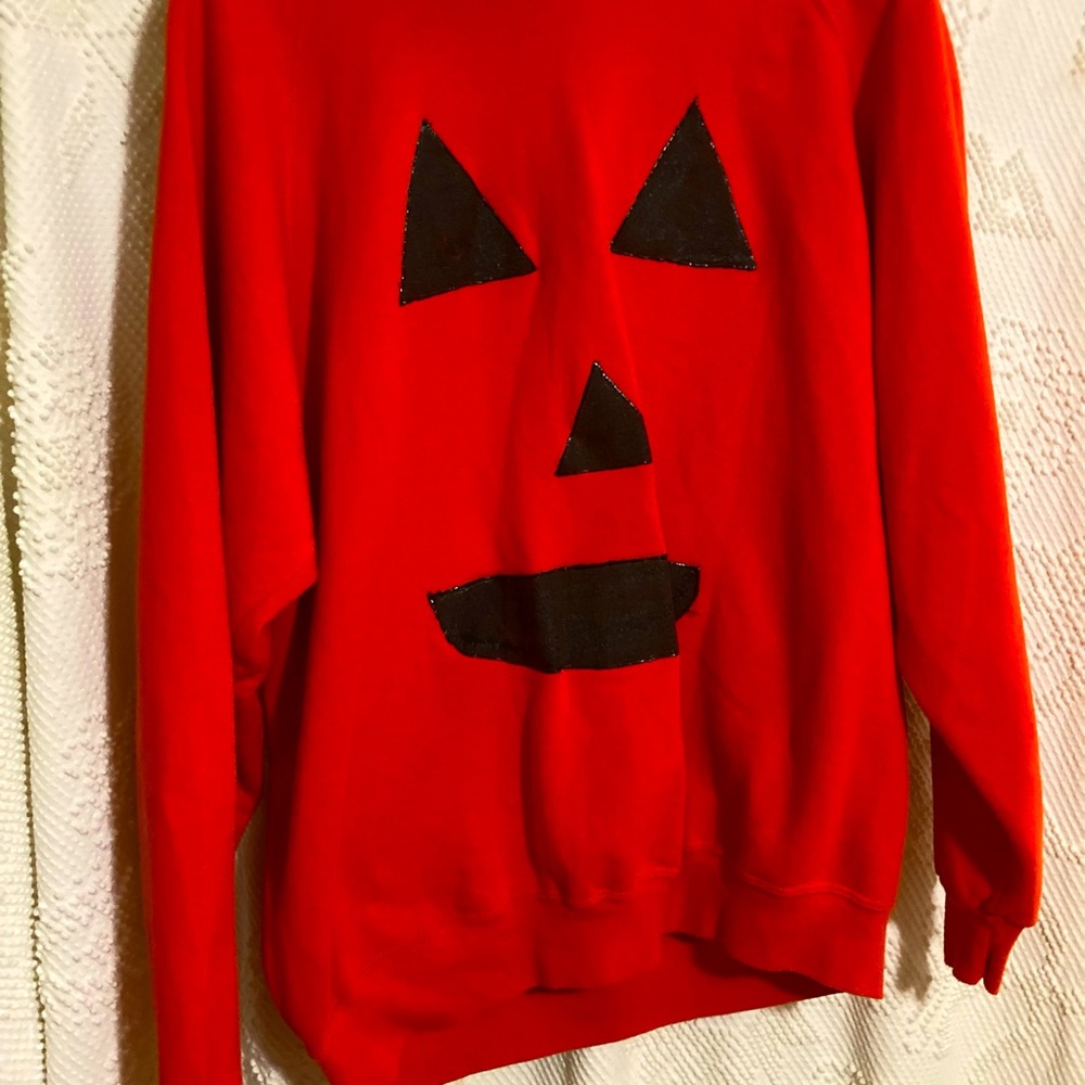homemade jack o’ lantern sweat shirt. guys i might be famous one day. ~$15